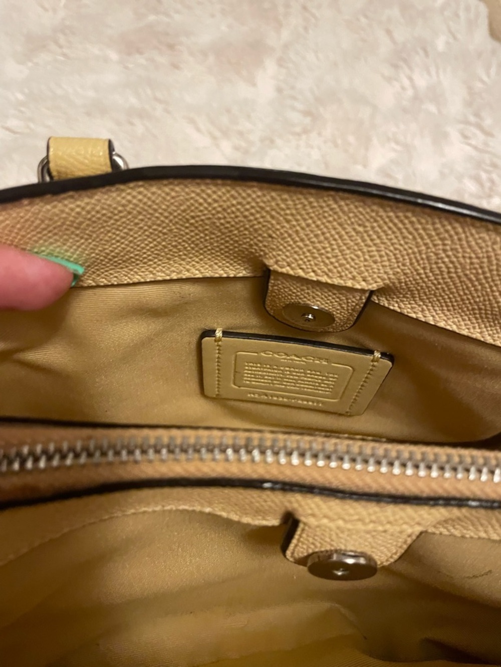 Coach Pebbled Leather Top-Handle Satchel - Light Yellow- canary yellow - Picture 3 of 10